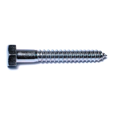 Midwest Fastener Lag Screw, 5/8 in, 4-1/2 in, Steel, Zinc Plated Hex Hex Drive, 25 PK 01350